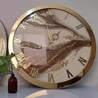 ساعت دیواری رزین طلایی قطر60