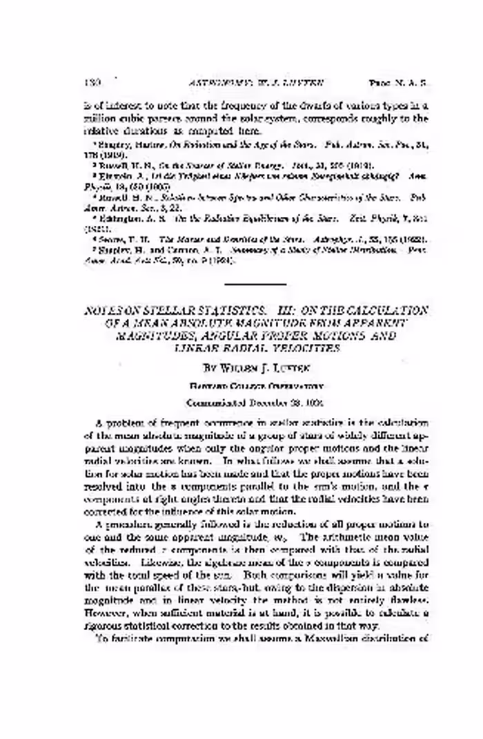 خرید و دانلود نسخه کامل کتاب Notes on Stellar Statistics III. On the Calculation of a Mean Absolute Magnitude from Apparent Magnitudes, Angular Proper Motions and Linear Radial Velocities