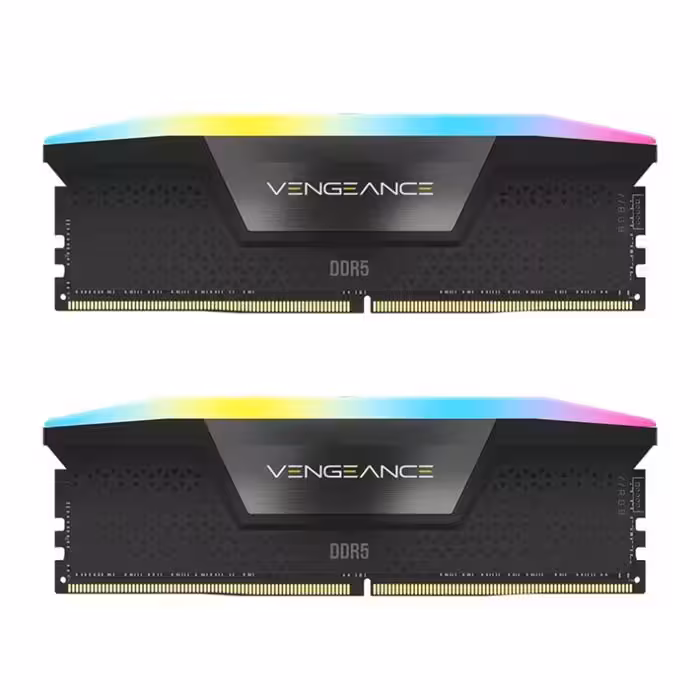 رم کامپیوتر DDR5 دو کاناله 6000 مگاهرتز CL30 کورسیر Vengeance RGB ظرفیت 96 گیگابایت