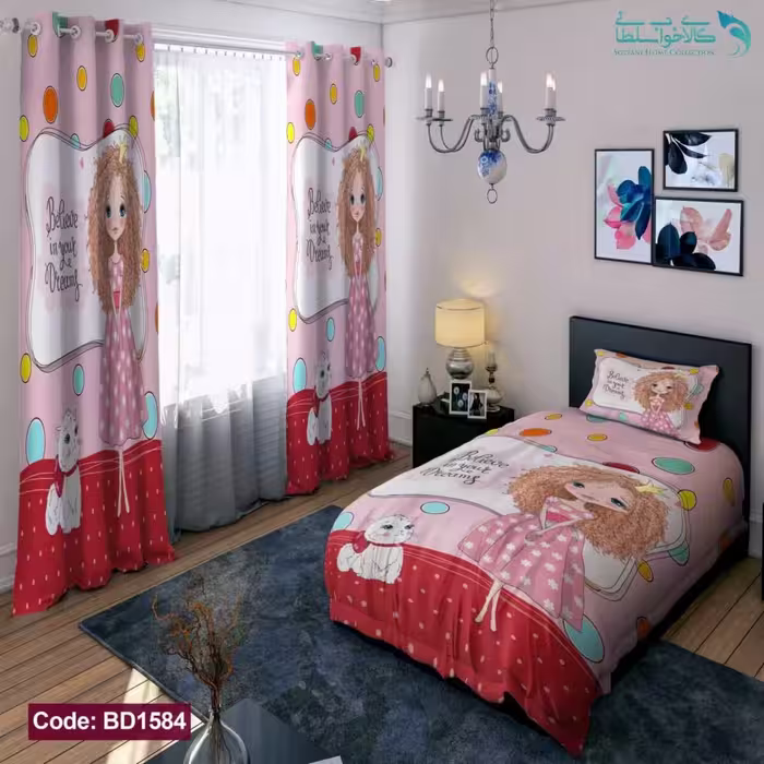 روتختی طرح دختر مو فرفری یکنفره کد BD1584