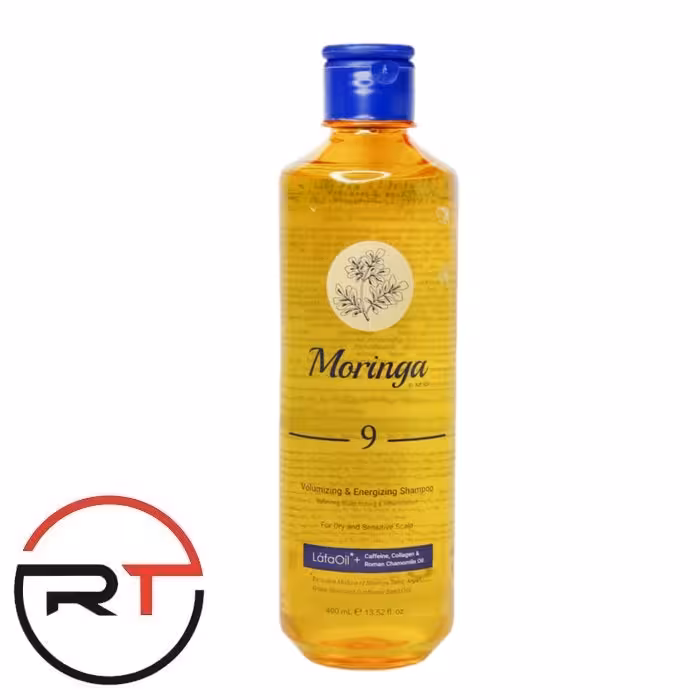 شامپو حجم دهنده 9 مورینگا امو مناسب مو خشک و حساس 400 میلی