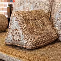 پشتی ترمه لمه مثلثی طرح سالار رنگ گردویی (یک جفت)