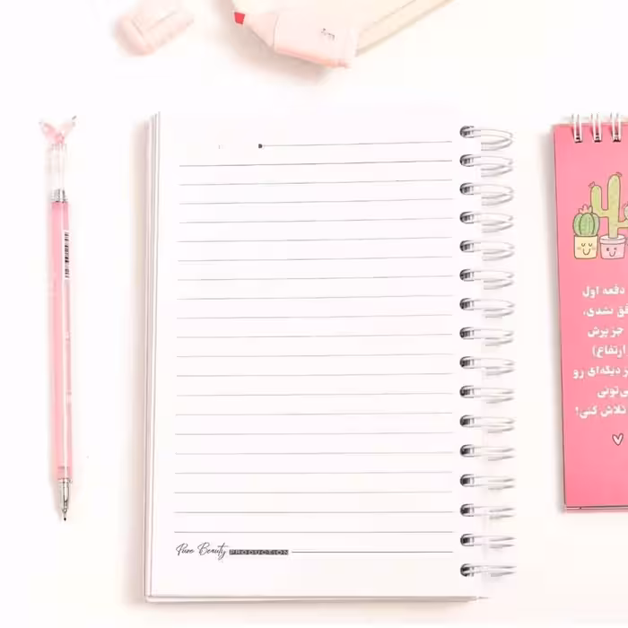 دفتر100برگ A5 خطدار سیمی جلدسخت (کاغذ سفید) برگ سری پیور بیوتی کد71514