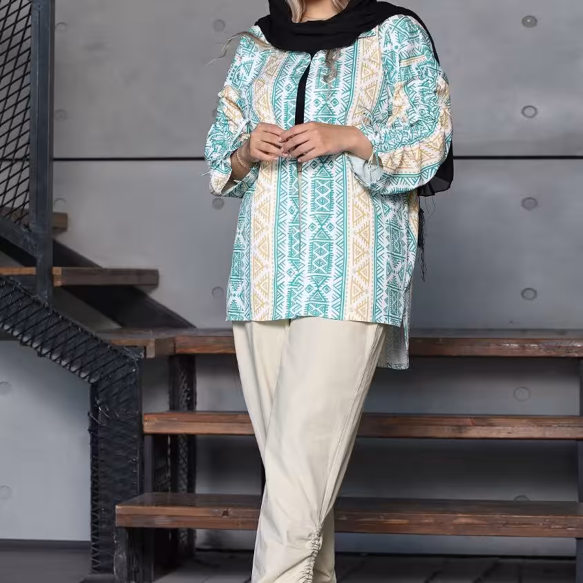 شومیز مانتویی زنانه جنس پلی استر پنبه درجه یک فری سایز تا 46