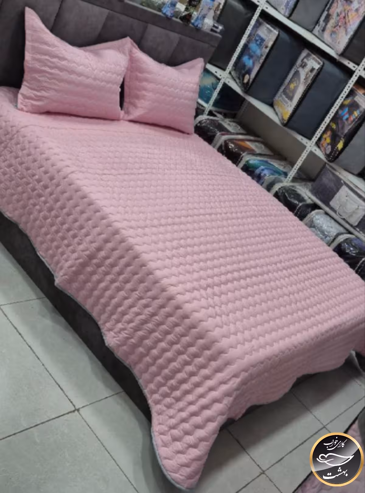 روتختی یک رو دونفره پنبه دوزی برند پرلا (صورتی چرک)