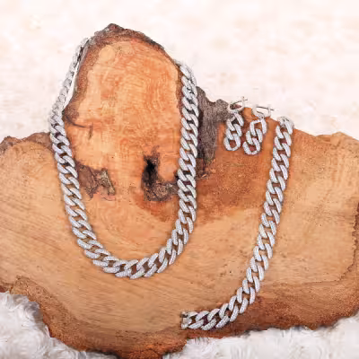 سرویس نقره کارتیر یا کارتیه درشت تمام نگین فوق جواهری کد 11130