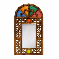 پنجره چوبی نوستالژی طرح ماهور (آینه ای) 60 در 120