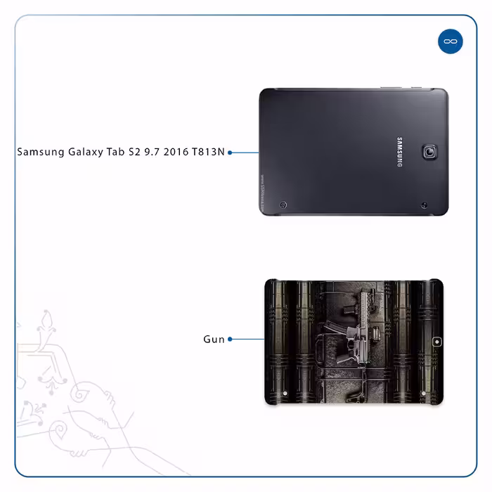 برچسب پوششی ماهوت مدل Gun مناسب برای تبلت سامسونگ Galaxy Tab S2 9.7 2016 T813N
