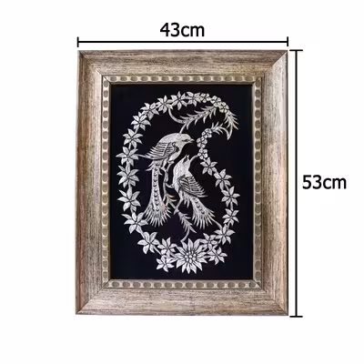 تابلو قلمزنی طرح دو پرنده مدل بته جقه قلم درشت کد 53p43