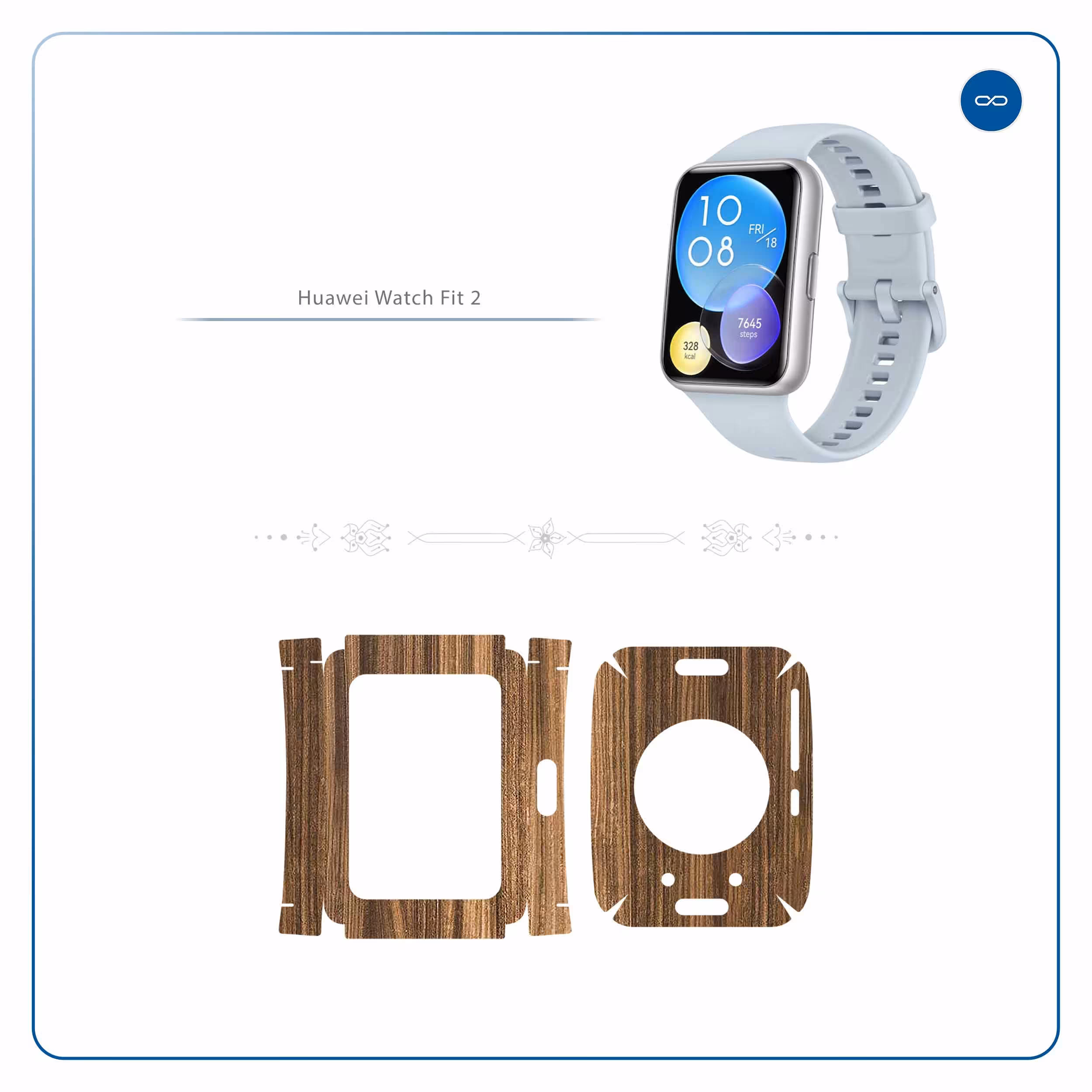 برچسب ماهوت طرح Light_Walnut_Wood مناسب برای ساعت هوشمند هوآوی Watch Fit 2