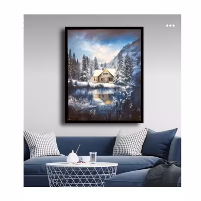 تابلو نقاشی رنگ روغن طرح برفی مدل رئال کد 0015