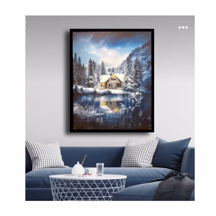 تابلو نقاشی رنگ روغن طرح برفی مدل رئال کد 0015