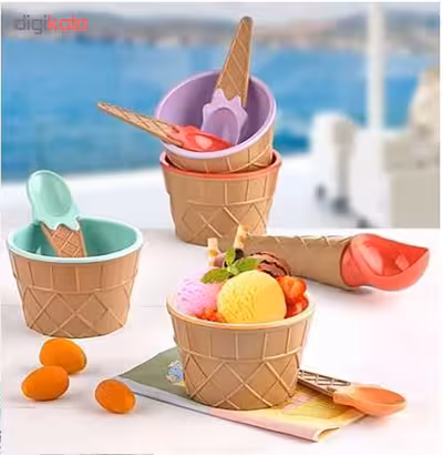 ست بستنی خوری 4 پارچه لوکس پلاستیک سری Qlux کد 612