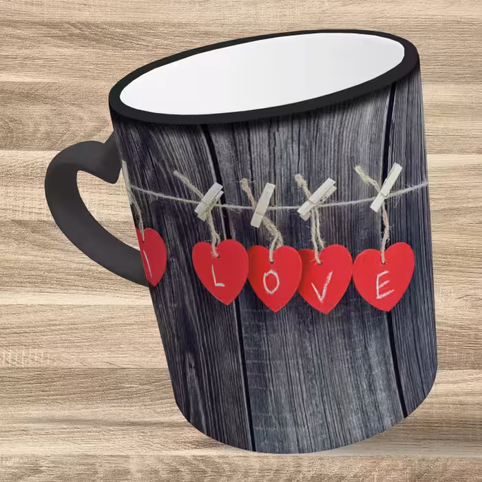 ماگ حرارتی مدل دسته قلبی طرح عاشقانه کد 303