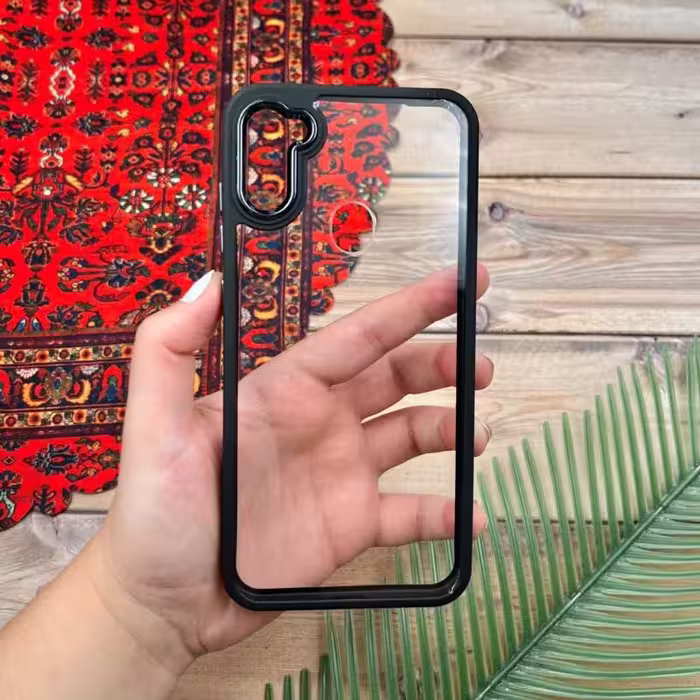 قاب گوشی Galaxy A11 - Galaxy M11 سامسونگ متال دور سیلیکونی شفاف مشکی کد 41792