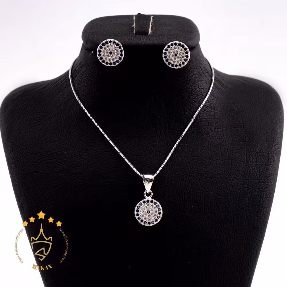 نیم ست نقره طرح چشم نظر | HS 457