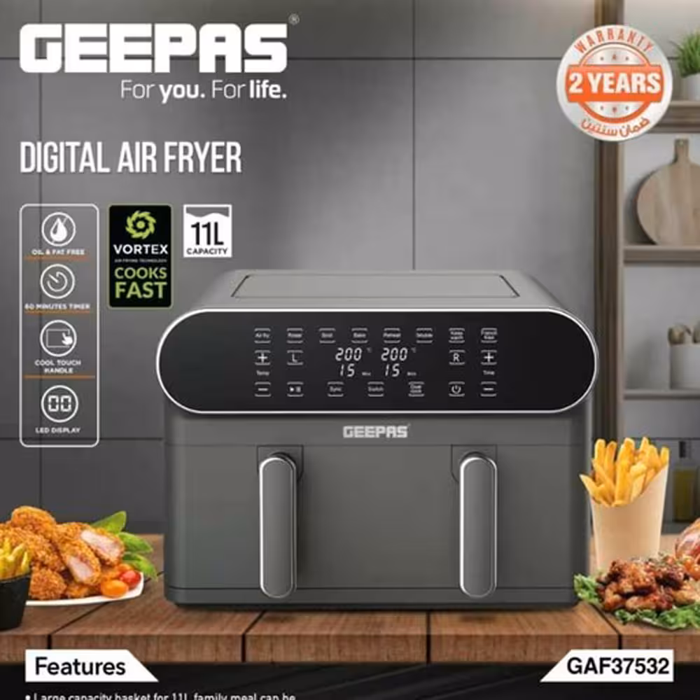 سرخ کن دوقلوی جیپاس GAF37532 | 11 لیتری، 8 برنامه پخت