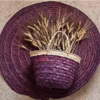 ست سفره حصیری وزنبیل بنفش