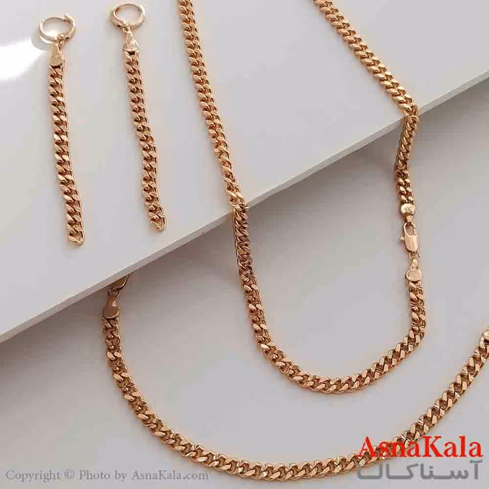 نیم ست زنانه کارتیر ژوپینگ شامل گوشواره و گردنبند و دستبند رنگ طلایی کد NIM141020W