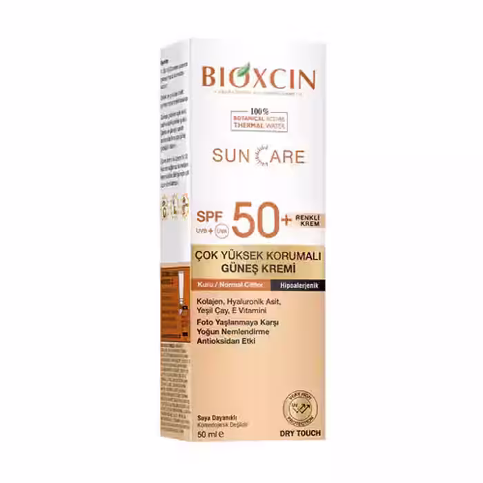 کرم ضد آفتاب رنگی بیوکسین Bioxcin Çok Yüksek Korumalı Güneş Kremi Spf 50 با محافظت بسیار بالا برای پوست خشک 50 میل