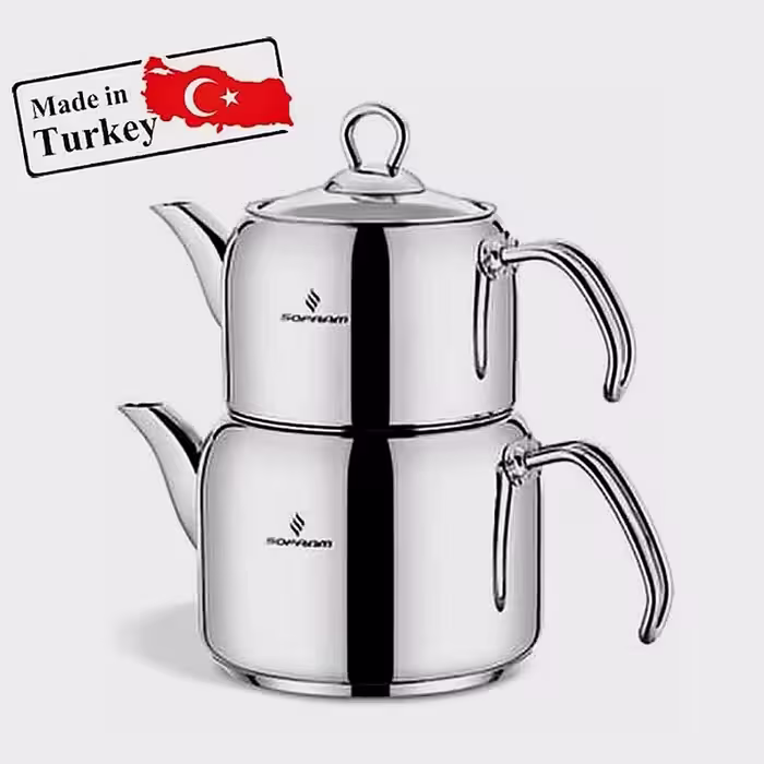 ست کتری و قوری استیل سوفرام ترکیه مدل سافت کد 170