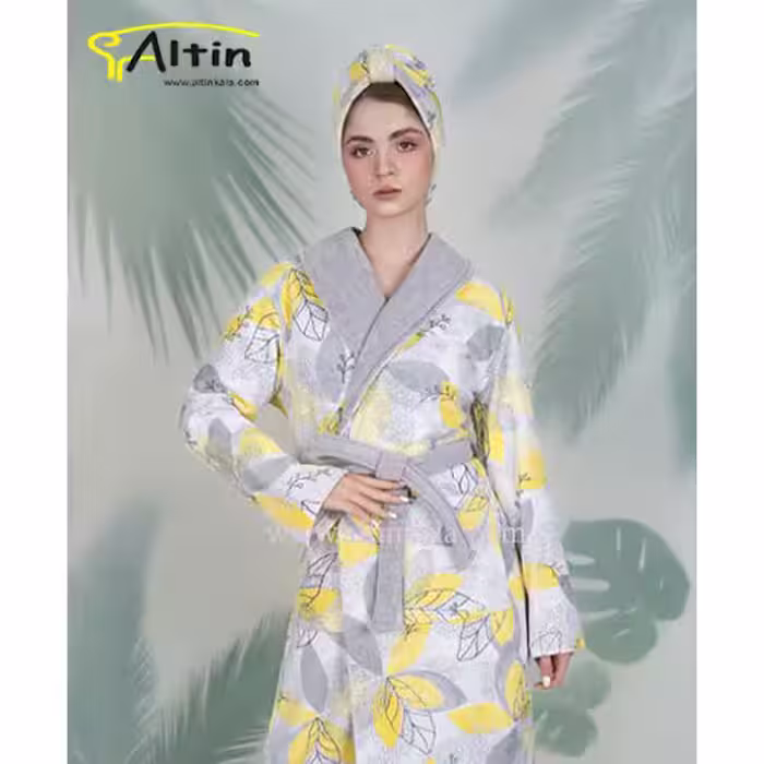 حوله پالتویی پودایران طرح ماهور زرد سایز 105