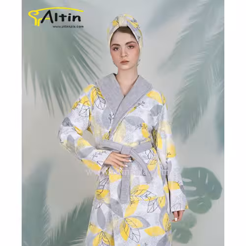 حوله پالتویی پودایران طرح ماهور زرد سایز 105