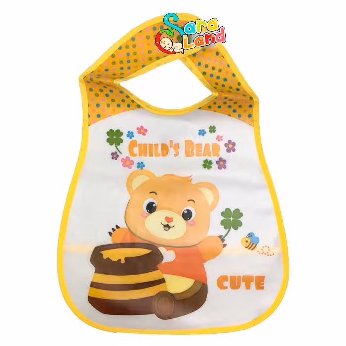پیش بند نوزاد کاسه ای مشمبایی طرح خرس و عسل