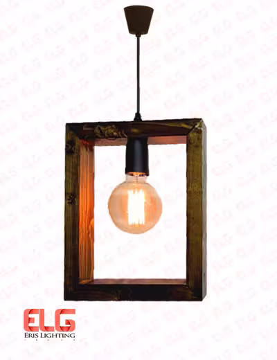 چراغ آویز چوبی مربعی