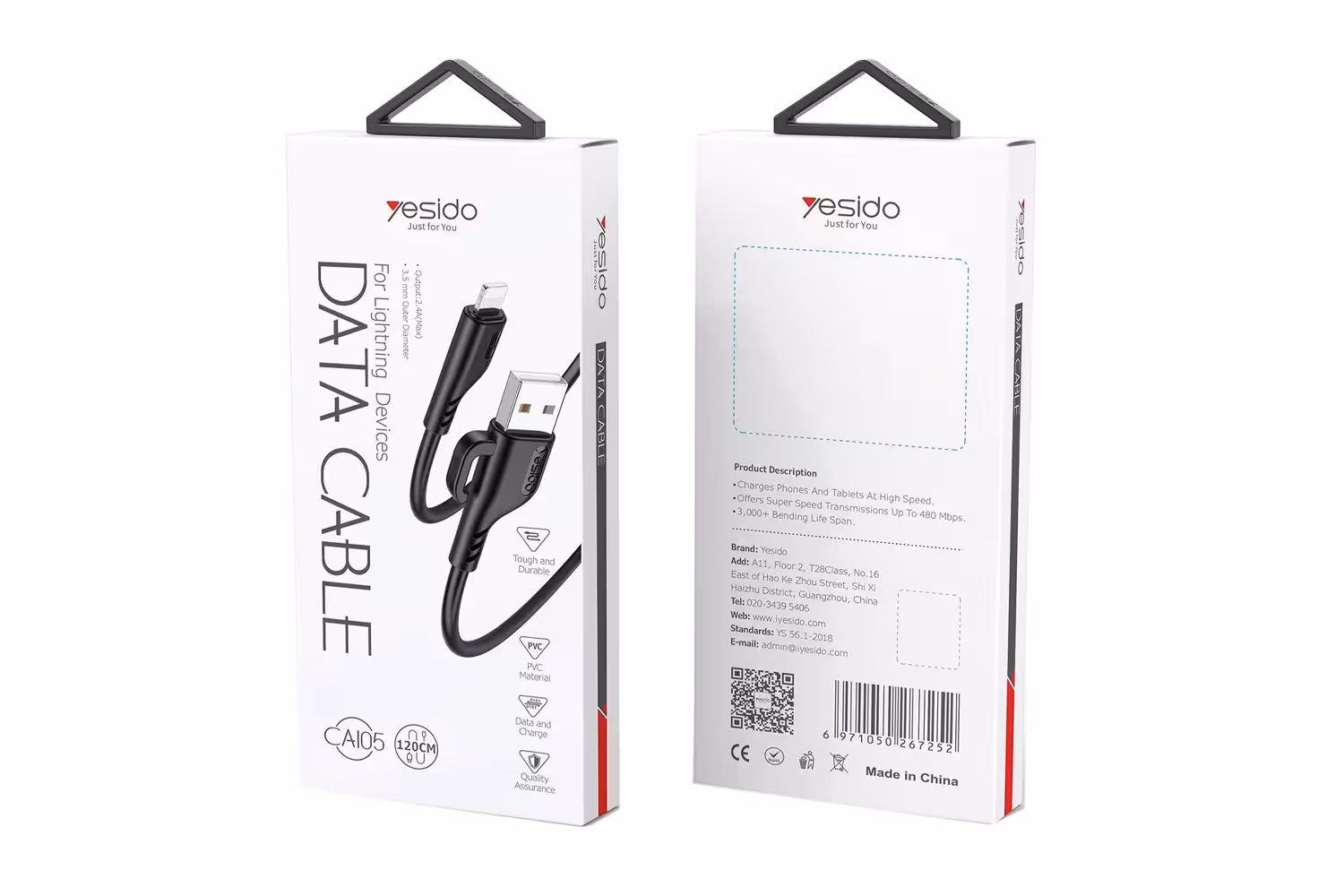 کابل شارژر یو اس بی به لایتنینگ Yesido مدل CA105