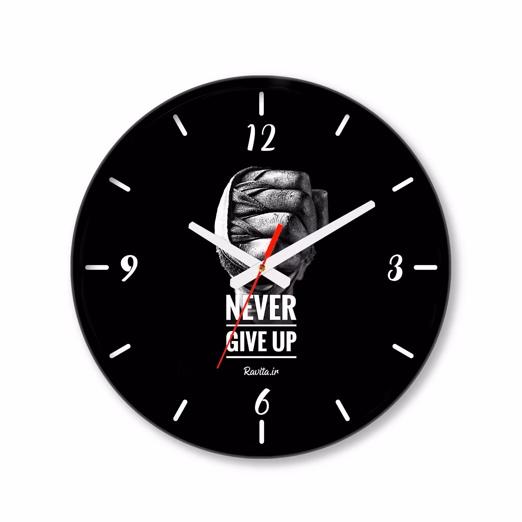 ساعت دیواری کوچک راویتا طرح هرگز تسلیم نشو - Never Give Up کد 3693