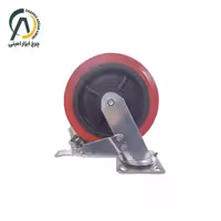 چرخ پلی آمید قرمز وارداتی گردان ترمزدار قطر 200 میلی متر