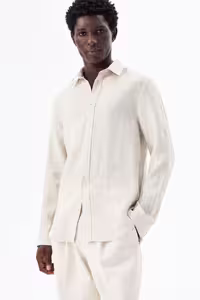 پیراهن بلوز دکمه دار مردانه کتانی مناسب است اورجینال H&M