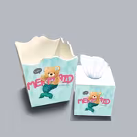 ست سطل و جا دستمال چوبی کودک طرح تدی دریایی کد A4097