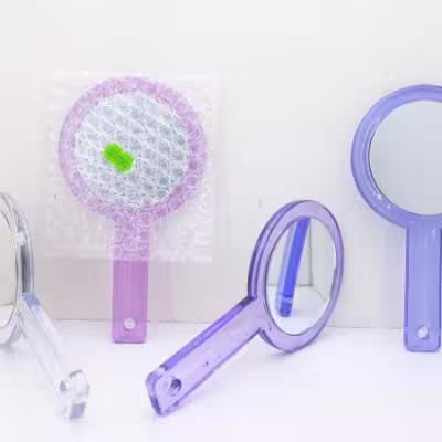 آینه آرایشی دسته دار 2 طرفه کوچک