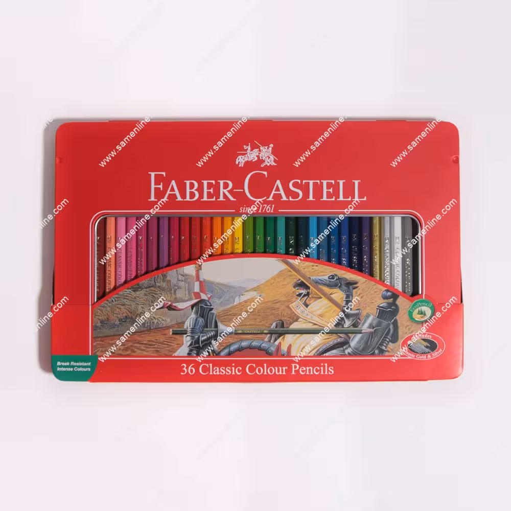 مداد رنگی 36 رنگ فابر کاستل کلاسیک جعبه فلزی