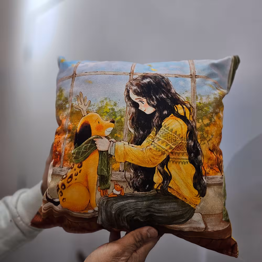 کوسن طرح دختر پاییزی