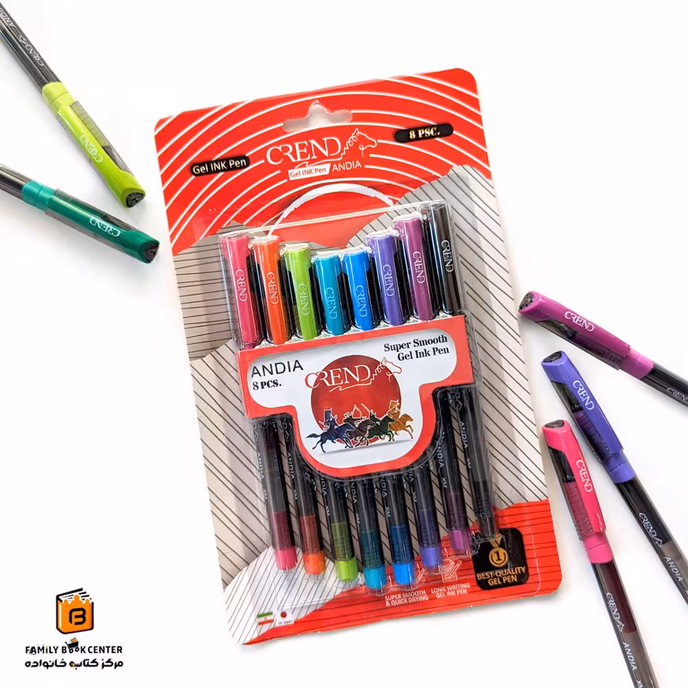 خودکار ژلی بسته ای 8 رنگ کرند (CREND)