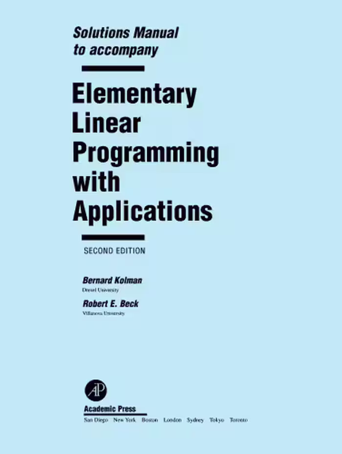 خرید و دانلود نسخه کامل کتاب Solutions Manual to accompany Elementary Linear Programming with Applications