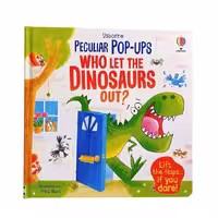کتاب Usborne peculiar pop ups Who let the dinosaurs out