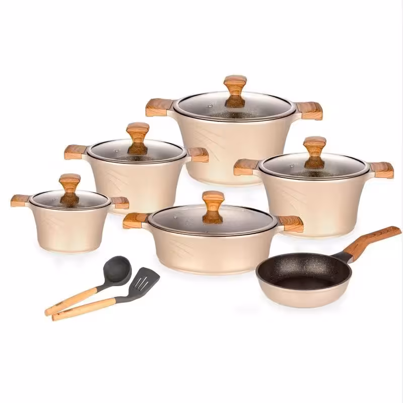 سرویس قابلمه 14 پارچه کاندید مدل سزار (تیتانیومی) بژ