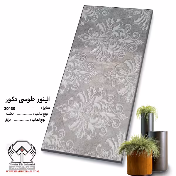 کاشی الینور طوسی دکور 60*30 کاشی نیلوفر