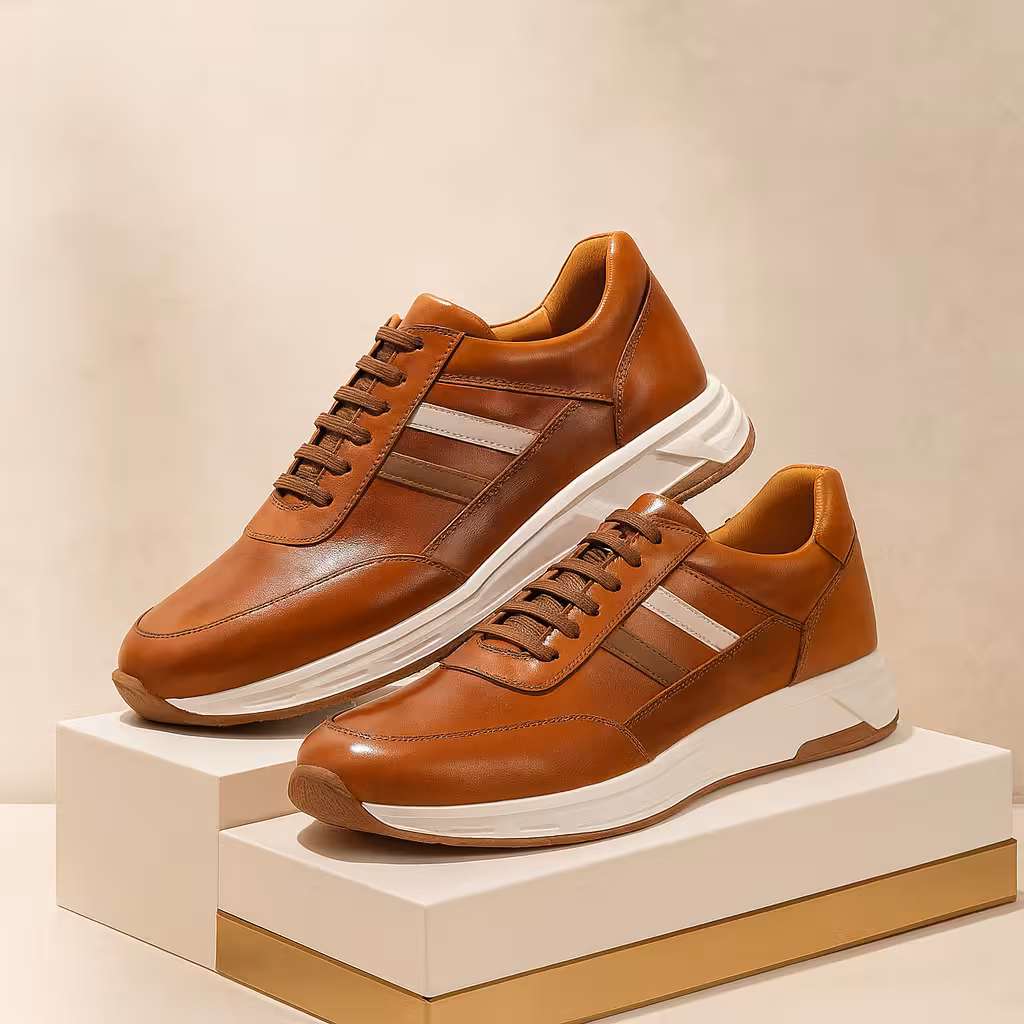 کفش چرم مردانه اسپرت کد SP140TN رنگ عسلی