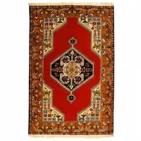 فرش عشایری دستبافت دو و نیم متری چله ابریشم کد 99091115