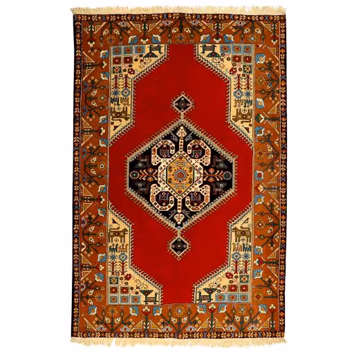 فرش عشایری دستبافت دو و نیم متری چله ابریشم کد 99091115