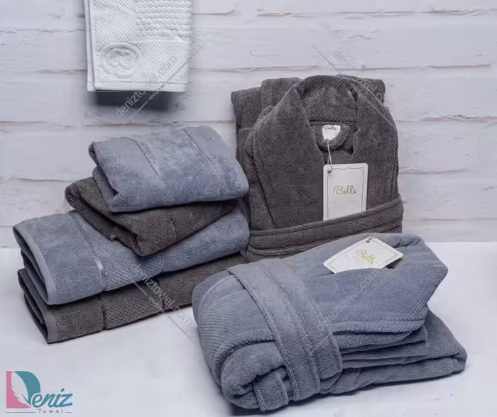 حوله ست دو نفره طرح ماکرو رنگ نقرابی تیره و ذغالی