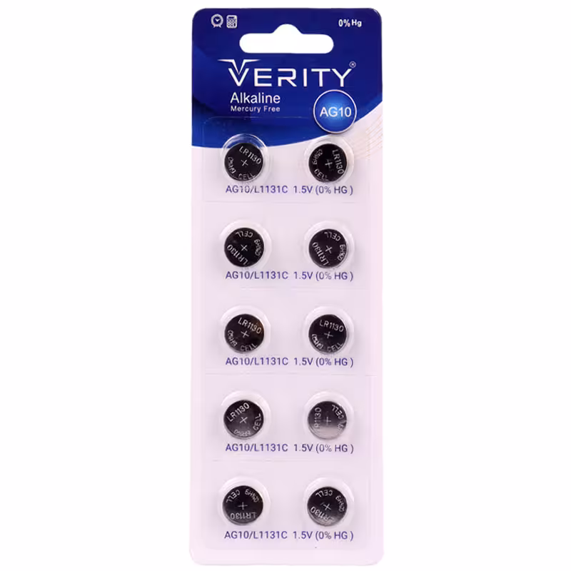 باتری سکه ای Verity Alkaline AG10 بسته 10 عددی