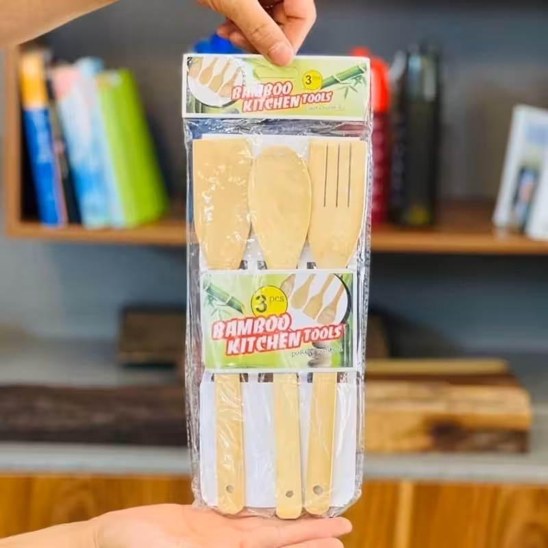 کفگیر 3 تایی چوبی بدون استند | amazonchi