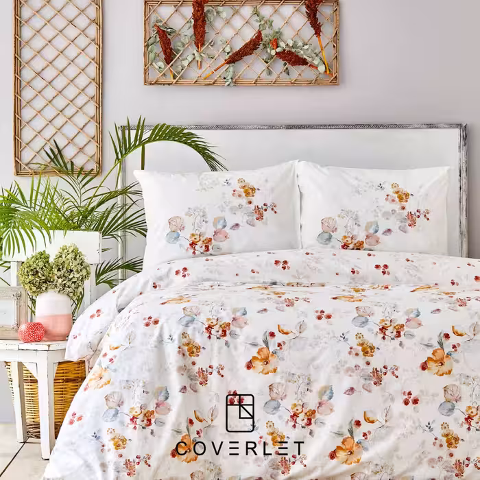 روتختی سفید گل‌دار کاوری دونفره مدل Brida