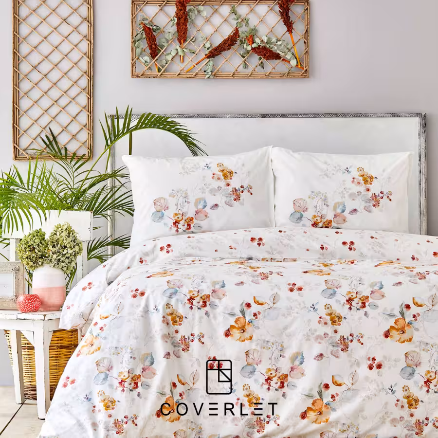 روتختی سفید گل‌دار کاوری دونفره مدل Brida